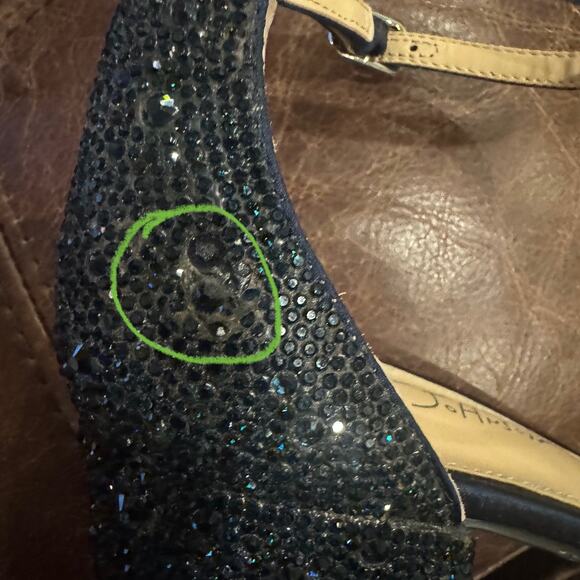 Betsy Johnson Mari Heels Sz 8 Blue Sparkly Strappy Open Toe Evening Shoes - Picture 8 of 10